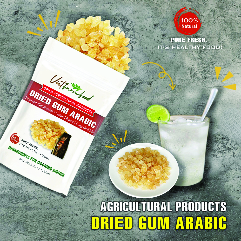 DRIED GUM ARABIC (TRAGACANTH) 5.29 Oz (150g) VIETFARMFOOD: Dried agricultural products with pure natural flavor. Used as ingredients for cooking; toppings, drinks, nutritious dishes
