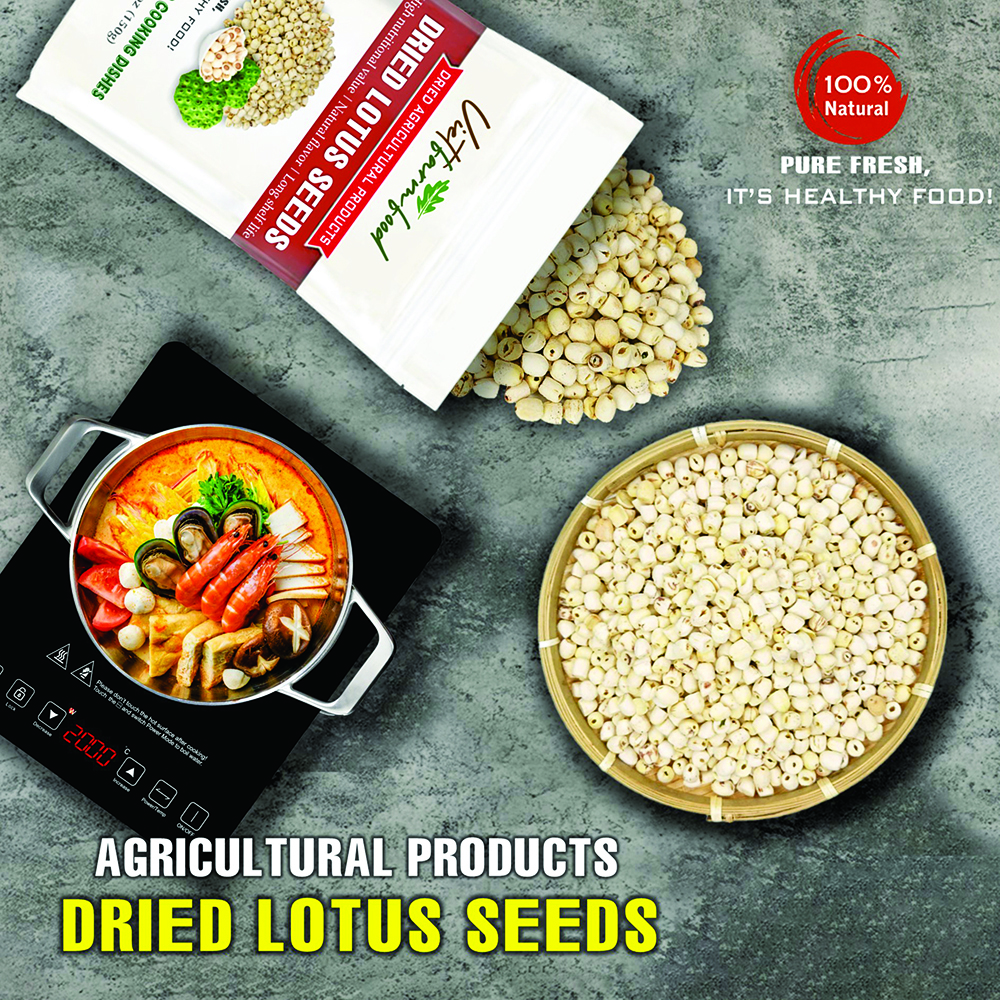 DRIED LOTUS SEEDS 5.29 Oz (150g) VIETFARMFOOD: Dried agricultural products with pure natural flavor. Used as ingredients for cooking; toppings, drinks, nutritious dishes, suitable for vegetarians