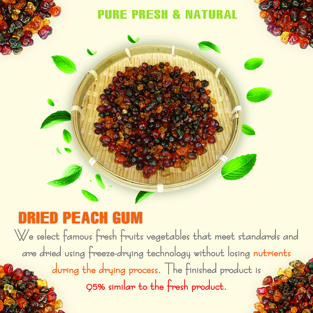 DRIED PEACH GUM 5.29 Oz (150g) VIETFARMFOOD: Dried agricultural products with pure natural flavor. Used as ingredients for cooking; toppings, drinks, nutritious dishes, suitable for vegetarians