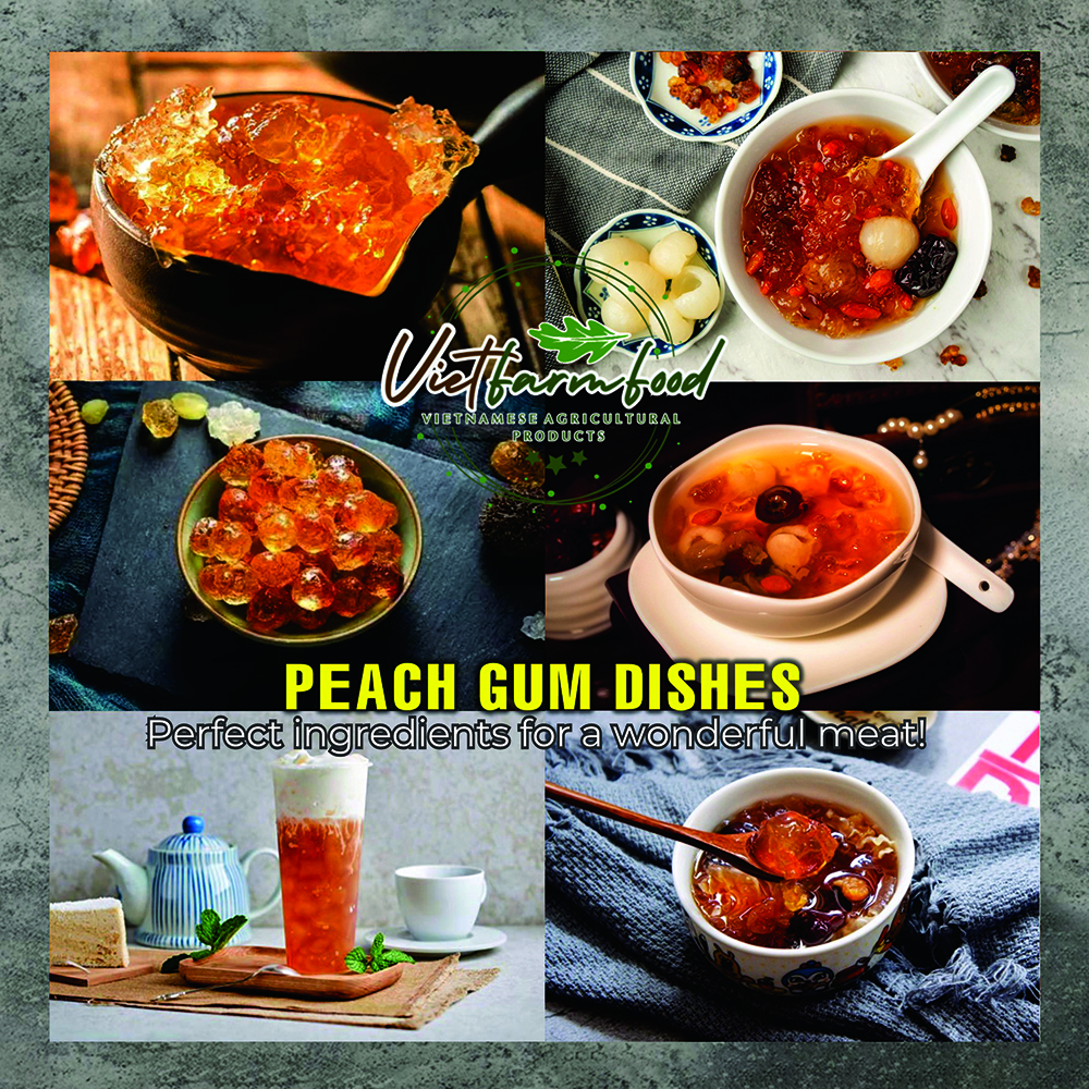 DRIED PEACH GUM 5.29 Oz (150g) VIETFARMFOOD: Dried agricultural products with pure natural flavor. Used as ingredients for cooking; toppings, drinks, nutritious dishes, suitable for vegetarians