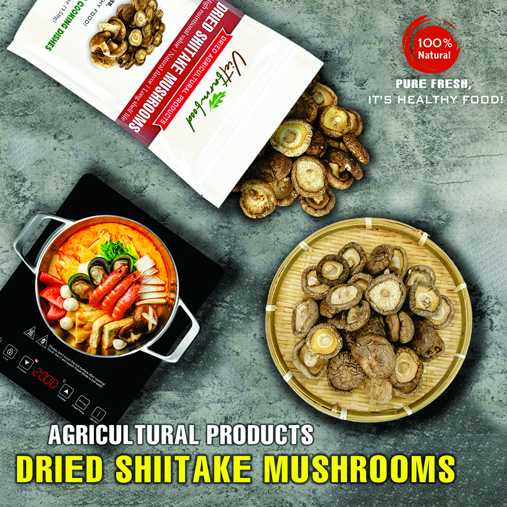 DRIED SHIITAKE MUSHROOMS 5.29 Oz (150g) VIETFARMFOOD: Dried agricultural products with pure natural flavor. Used as cooking ingredients to prepare delicious, nutritious dishes,suitable for vegetarians