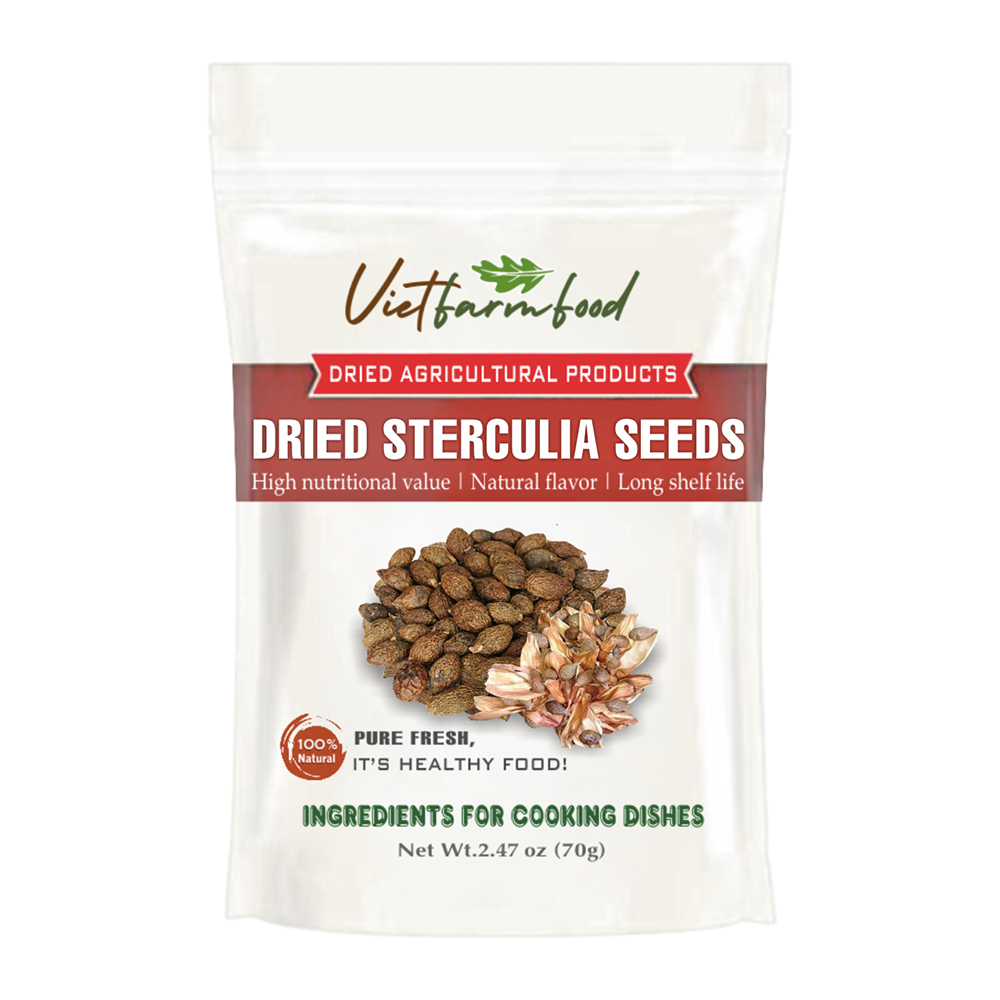 DRIED STERCULIA SEEDS 2.47 Oz (70g) VIETFARMFOOD: Dried agricultural products with pure natural flavor. Used as cooking ingredients to prepare delicious, nutritious dishes, suitable for vegetarians