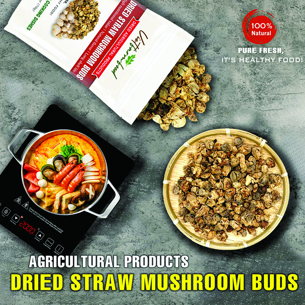 DRIED STRAW MUSHROOMS 2.47 Oz (70g) VIETFARMFOOD: Dried agricultural products with pure natural flavor. Used as cooking ingredients to prepare delicious, nutritious dishes, suitable for vegetarians