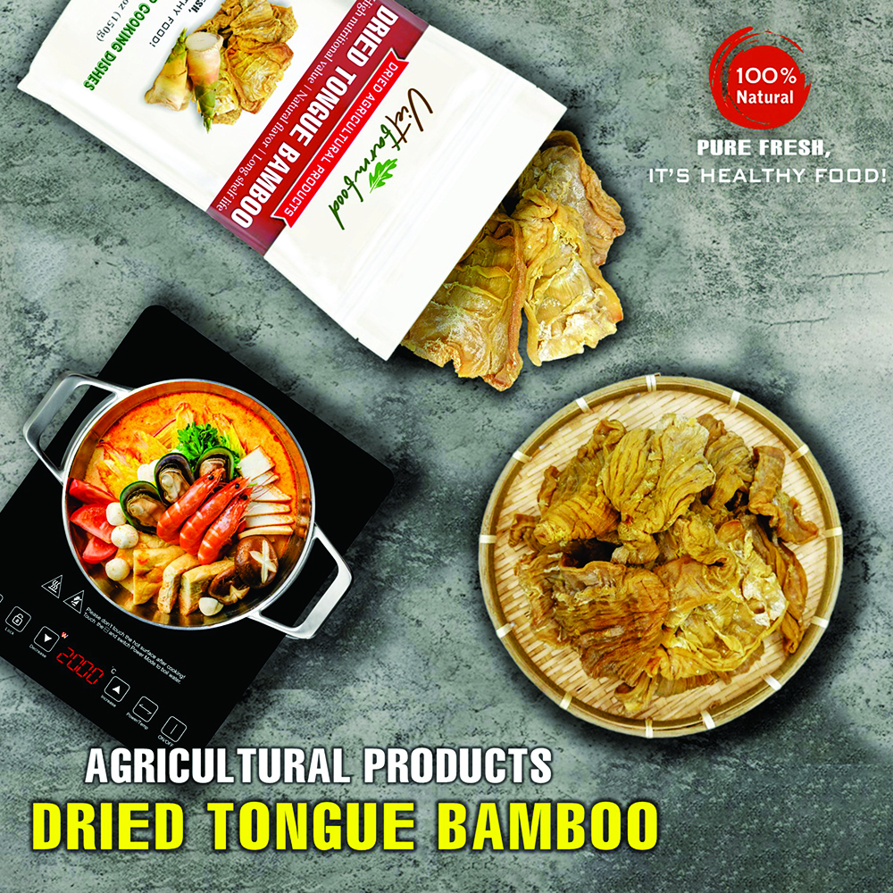 DRIED TONGUE BAMBOO 5.29 Oz (150g) VIETFARMFOOD: Dried agricultural products with pure natural flavor. Used as cooking ingredients to prepare delicious, nutritious dishes, suitable for vegetarians