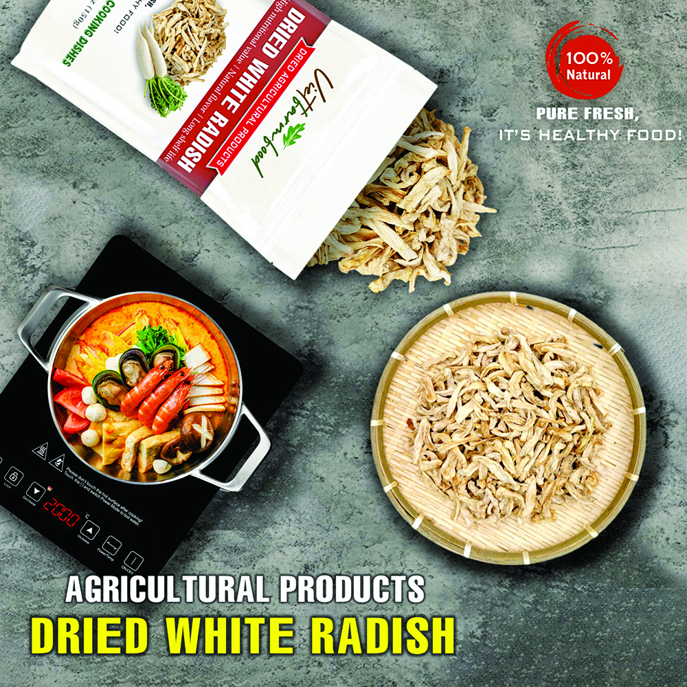 DRIED WHITE RADISH (DAIKON) 5.29 Oz (150g) VIETFARMFOOD: Dried agricultural products with pure natural flavor. Used as cooking ingredients to prepare delicious, nutritious dishes,suitable vegetarians