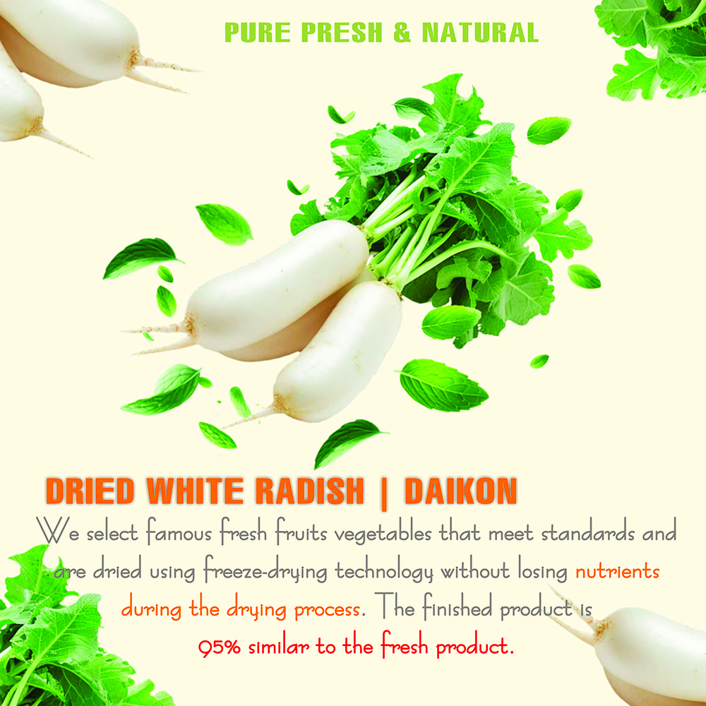 DRIED WHITE RADISH (DAIKON) 5.29 Oz (150g) VIETFARMFOOD: Dried agricultural products with pure natural flavor. Used as cooking ingredients to prepare delicious, nutritious dishes,suitable vegetarians