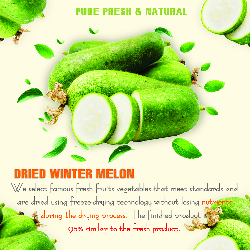 DRIED WINTER MELON 5.29 Oz (150g) VIETFARMFOOD: Dried agricultural products with pure natural flavor. Used as ingredients for cooking; toppings, drinks, nutritious dishes, suitable for vegetarians