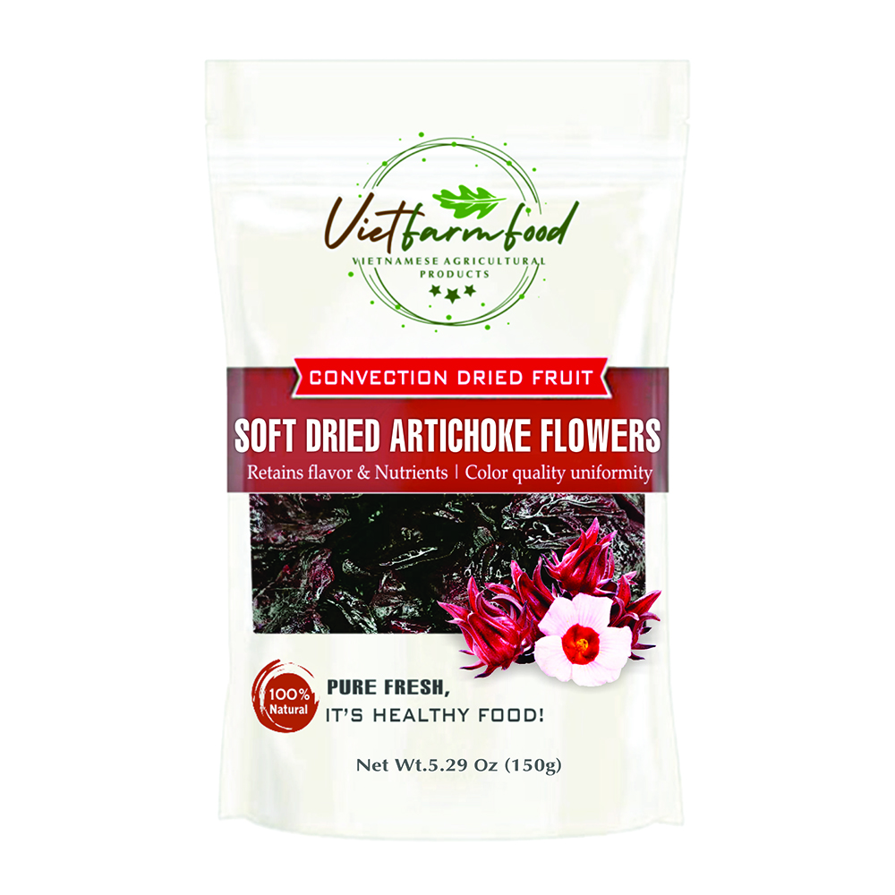 SOFT DRIED ARTICHOKE FLOWERS 5.29 Oz (150g) VIETFARMFOOD: Convection dried fruit with a little sugar, salt, natural sweetness, soft when chewed. Suitable for snacking, healthy desserts for all ages