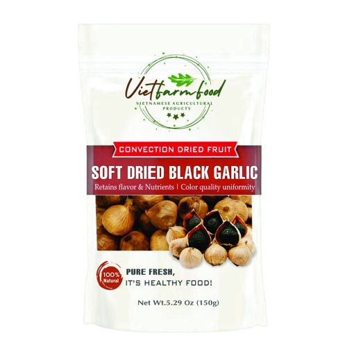 SOFT DRIED BLACK GARLIC 5.29oz (150g) VIETFARMFOOD: Convection dried fruit with a little sugar, salt, natural sweetness, soft when chewed. Suitable for snack, healthy dessert for all ages 1 SOFT DRIED BLACK GARLIC CONVECTION DRIED FRUIT Viet Farm Food Agricultural Products 84 0938838553 1