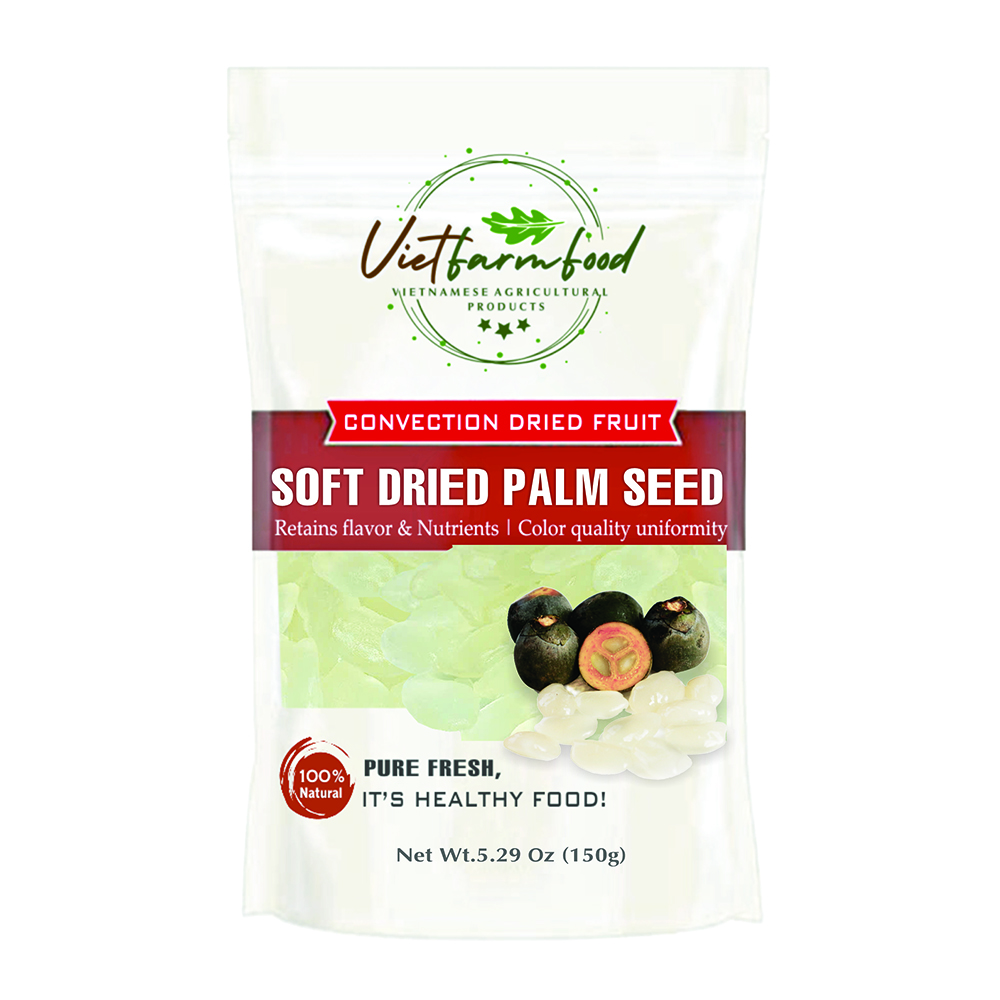SOFT DRIED PALM SEED 5.29oz (150g) VIETFARMFOOD: Convection dried fruit, pure natural sweetness without sugar, soft when chewed. Suitable for snack, topping, healthy desserts for all ages