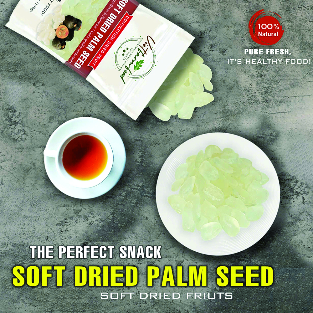 SOFT DRIED PALM SEED 5.29oz (150g) VIETFARMFOOD: Convection dried fruit, pure natural sweetness without sugar, soft when chewed. Suitable for snack, topping, healthy desserts for all ages