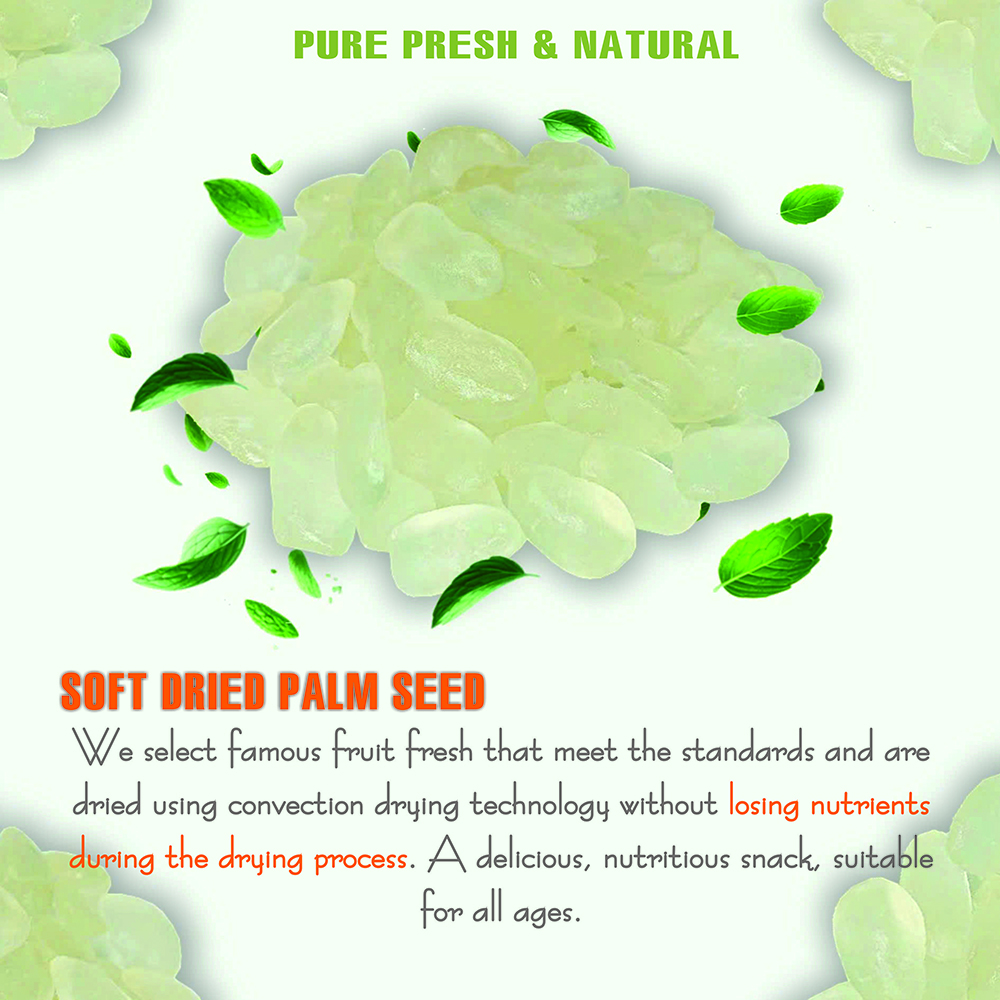 SOFT DRIED PALM SEED 5.29oz (150g) VIETFARMFOOD: Convection dried fruit, pure natural sweetness without sugar, soft when chewed. Suitable for snack, topping, healthy desserts for all ages