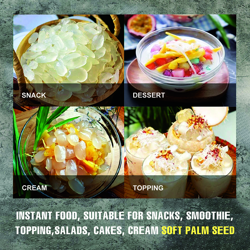 SOFT DRIED PALM SEED 5.29oz (150g) VIETFARMFOOD: Convection dried fruit, pure natural sweetness without sugar, soft when chewed. Suitable for snack, topping, healthy desserts for all ages