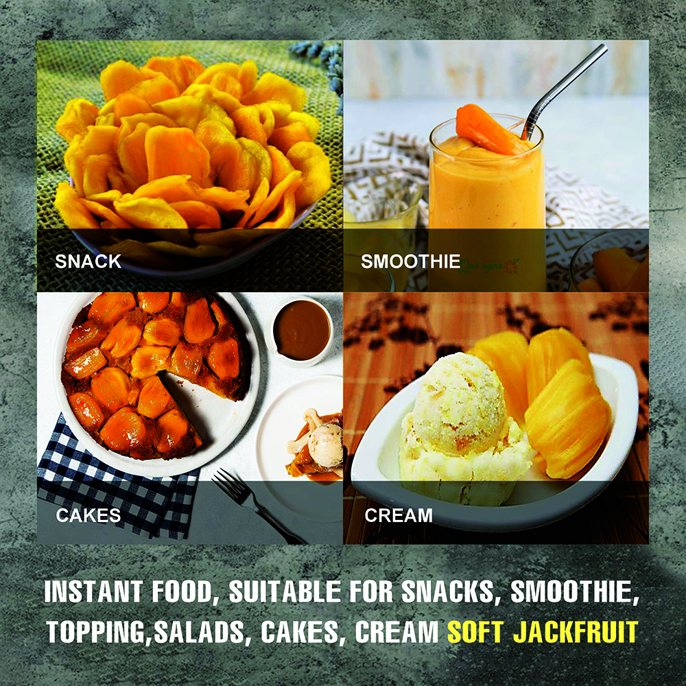SOFT DRIED JACKFRUIT 5.29oz (150g) VIETFARMFOOD: Convection dried fruit with a little sugar, salt, natural sweetness, soft when chewed. Suitable for snack, healthy dessert for all ages