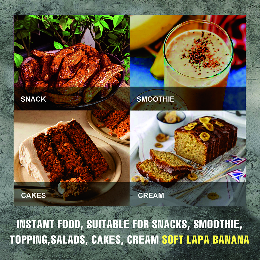 SOFT DRIED LAPA BANANA 5.29oz (150g) VIETFARMFOOD: Convection dried fruit with a little sugar, salt, natural sweetness, soft when chewed. Suitable for snack, healthy dessert for all ages