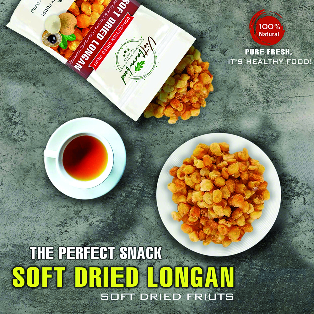SOFT DRIED LONGAN 5.29oz (150g) VIETFARMFOOD: Convection dried fruit with a little sugar, salt, natural sweetness, soft when chewed. Suitable for snack, healthy dessert for all ages