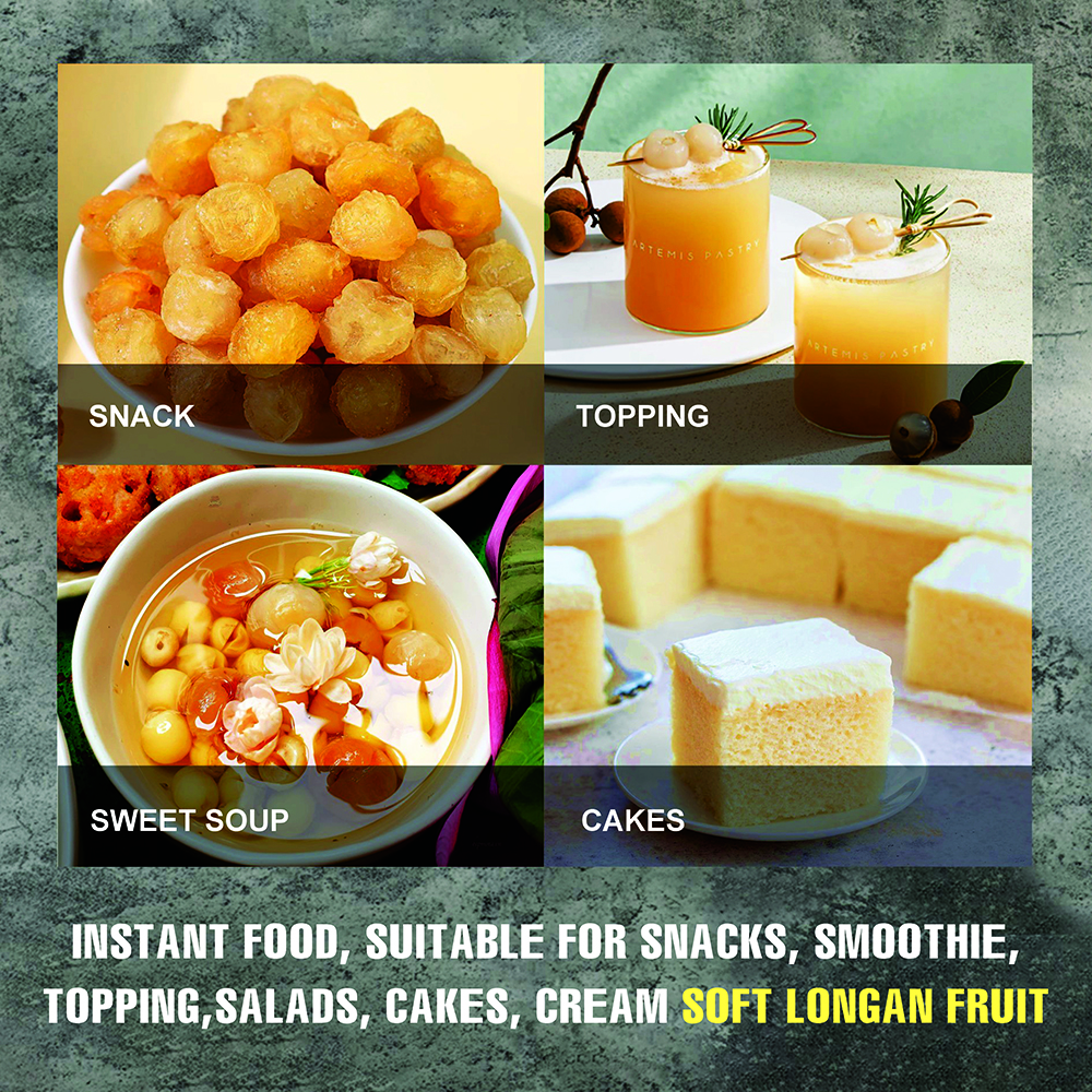 SOFT DRIED LONGAN 5.29oz (150g) VIETFARMFOOD: Convection dried fruit with a little sugar, salt, natural sweetness, soft when chewed. Suitable for snack, healthy dessert for all ages