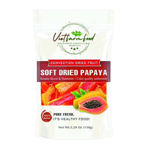 SOFT DRIED PAPAYA 5.29oz (150g) VIETFARMFOOD: Convection dried fruit with a little sugar, salt, natural sweetness, soft when chewed. Suitable for snack, topping, healthy desserts for all ages 1 SOFT DRIED PAPAYA CONVECTION DRIED FRUIT Viet Farm Food Agricultural Products 84 0938838553 1