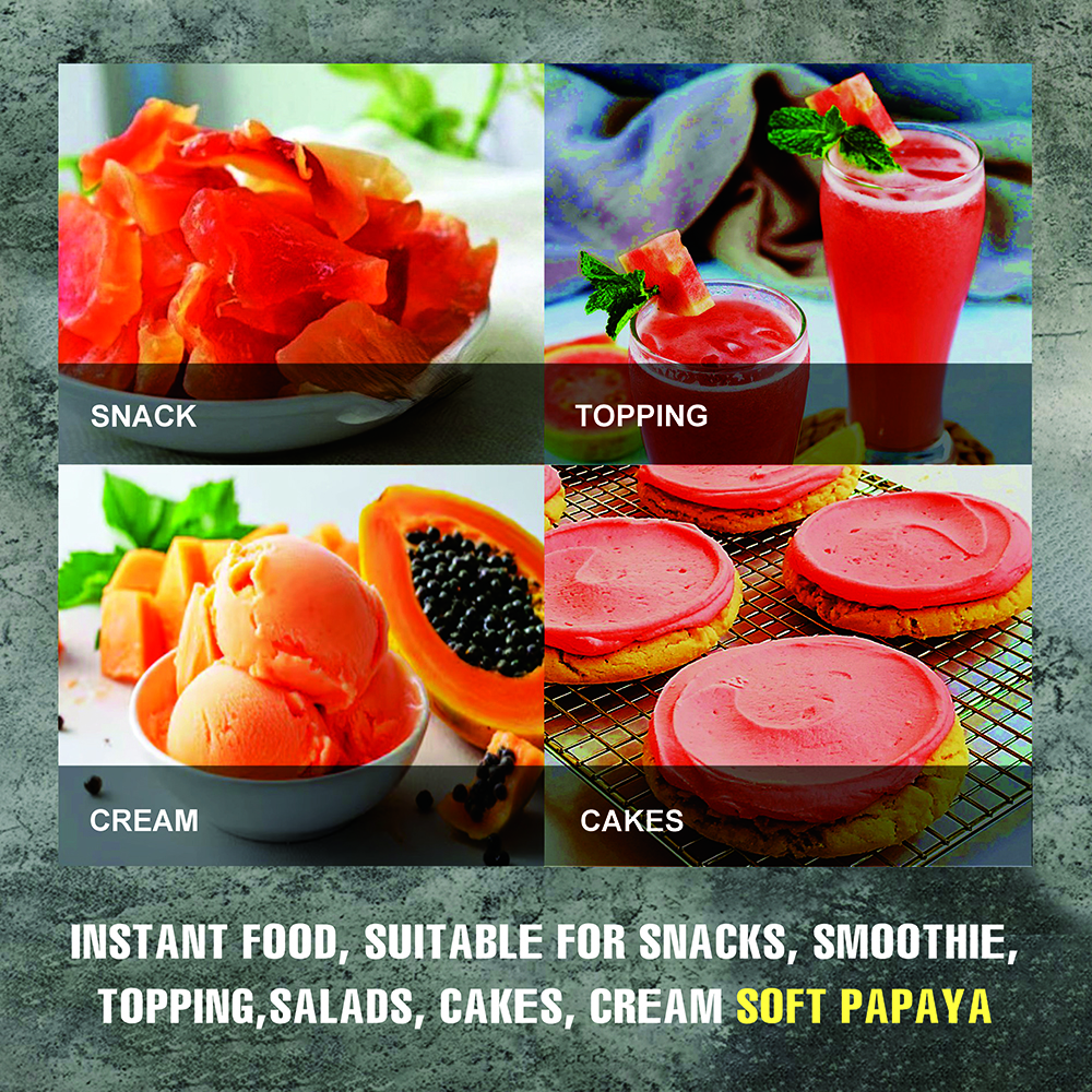 SOFT DRIED PAPAYA 5.29oz (150g) VIETFARMFOOD: Convection dried fruit with a little sugar, salt, natural sweetness, soft when chewed. Suitable for snack, topping, healthy desserts for all ages