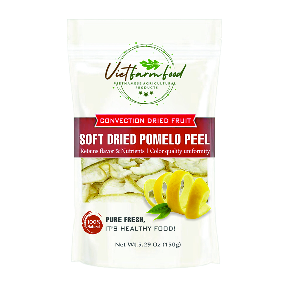 SOFT DRIED POMELO (GRAPEFRUIT PEEL) 5.29 oz (150g) VIETFARMFOOD: Convection dried fruit with little sugar, salt, natural sweet, soft when chewed. Suitable for snack, topping, healthy dessert all ages