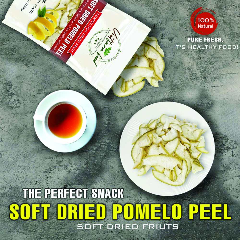SOFT DRIED POMELO (GRAPEFRUIT PEEL) 5.29 oz (150g) VIETFARMFOOD: Convection dried fruit with little sugar, salt, natural sweet, soft when chewed. Suitable for snack, topping, healthy dessert all ages