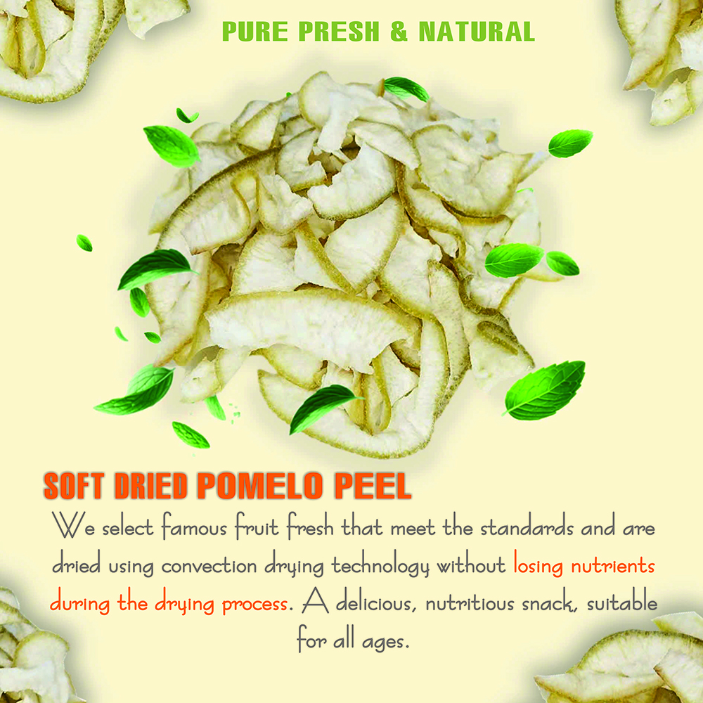 SOFT DRIED POMELO (GRAPEFRUIT PEEL) 5.29 oz (150g) VIETFARMFOOD: Convection dried fruit with little sugar, salt, natural sweet, soft when chewed. Suitable for snack, topping, healthy dessert all ages