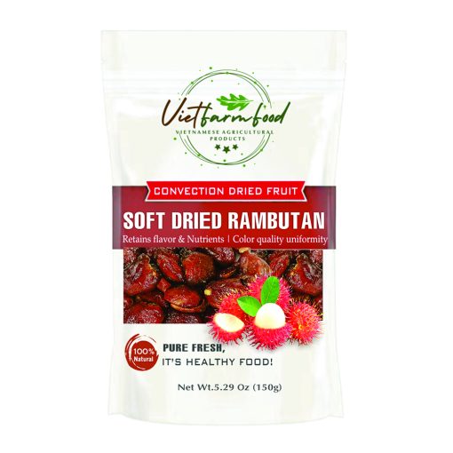 SOFT DRIED RAMBUTAN 5.29oz (150g) VIETFARMFOOD: Convection dried fruit with a little sugar, salt, natural sweetness, soft when chewed. Suitable for snack, topping, healthy dessert for all ages 1 SOFT DRIED RAMBUTAN CONVECTION DRIED FRUIT Viet Farm Food Agricultural Products 84 0938838553 1