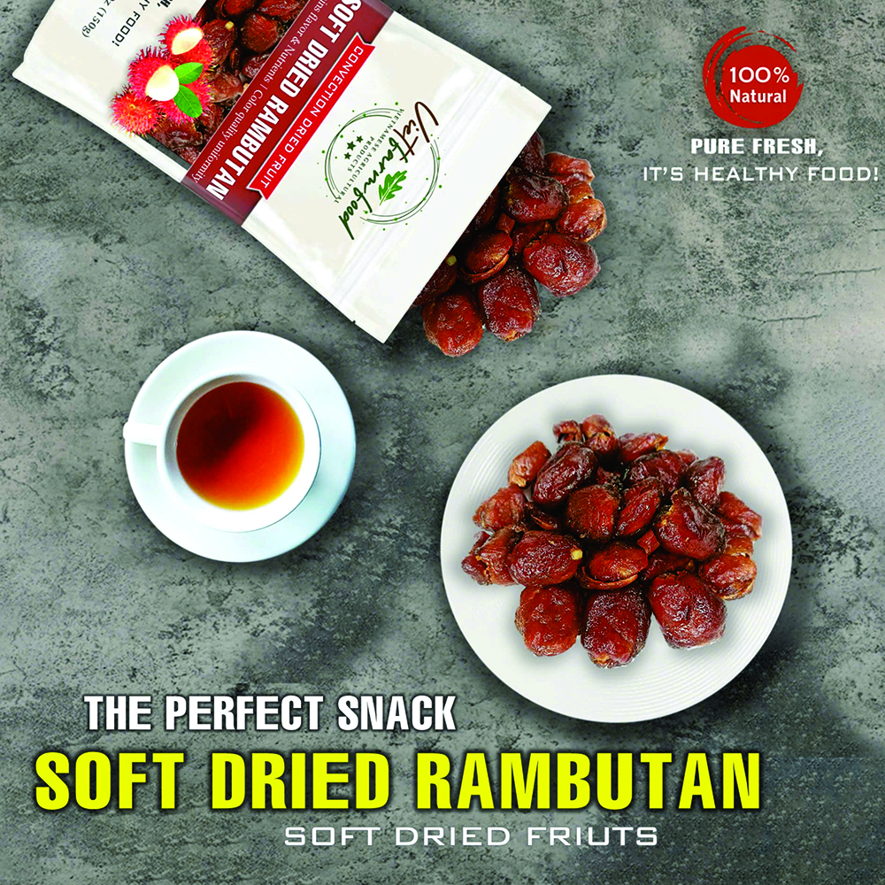 SOFT DRIED RAMBUTAN 5.29oz (150g) VIETFARMFOOD: Convection dried fruit with a little sugar, salt, natural sweetness, soft when chewed. Suitable for snack, topping, healthy dessert for all ages