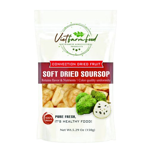 SOFT DRIED SOURSOP (GUANABANA) 5.29 Oz (150g) VIETFARMFOOD: Convection dried fruit, pure natural sweetness without sugar, soft when chewed. Suitable for snack, topping, healthy desserts for all ages 1 SOFT DRIED SOURSOP CONVECTION DRIED FRUIT guanabana Viet Farm Food Agricultural Products 84 0938838553 1