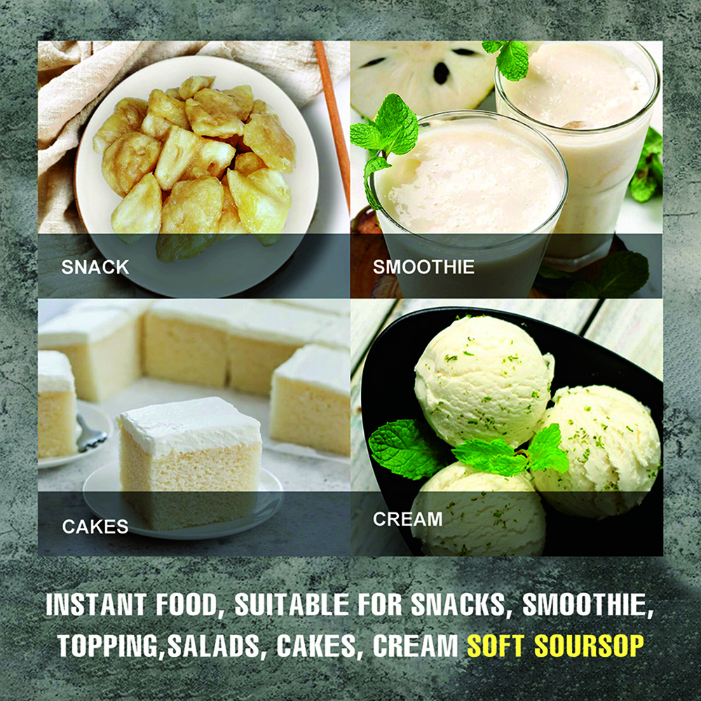 SOFT DRIED SOURSOP (GUANABANA) 5.29 Oz (150g) VIETFARMFOOD: Convection dried fruit, pure natural sweetness without sugar, soft when chewed. Suitable for snack, topping, healthy desserts for all ages