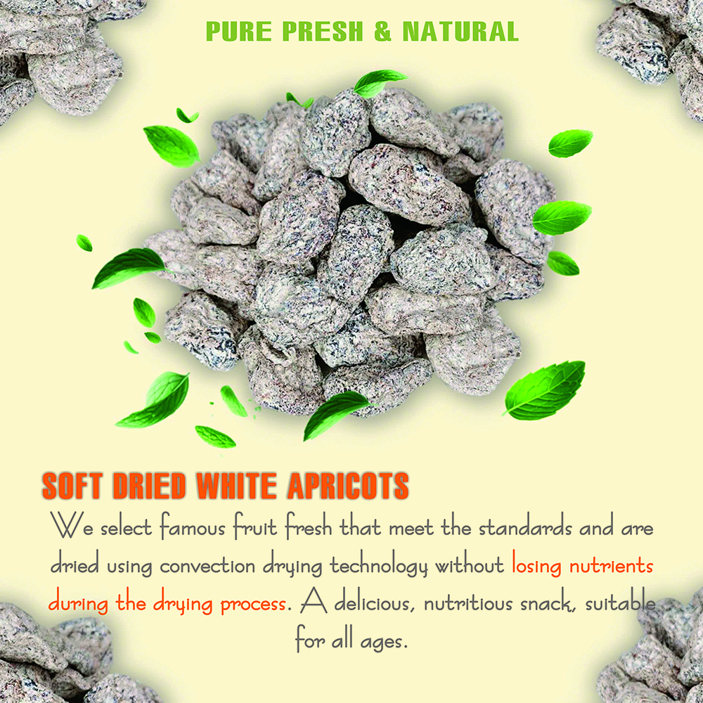 SPECIAL DRIED WHITE APRICOTS 5.29oz (150g) VIETFARMFOOD: Convection dried fruit with a little sugar, salt, natural sweetness, soft when chewed. Suitable for snack, healthy dessert for all ages