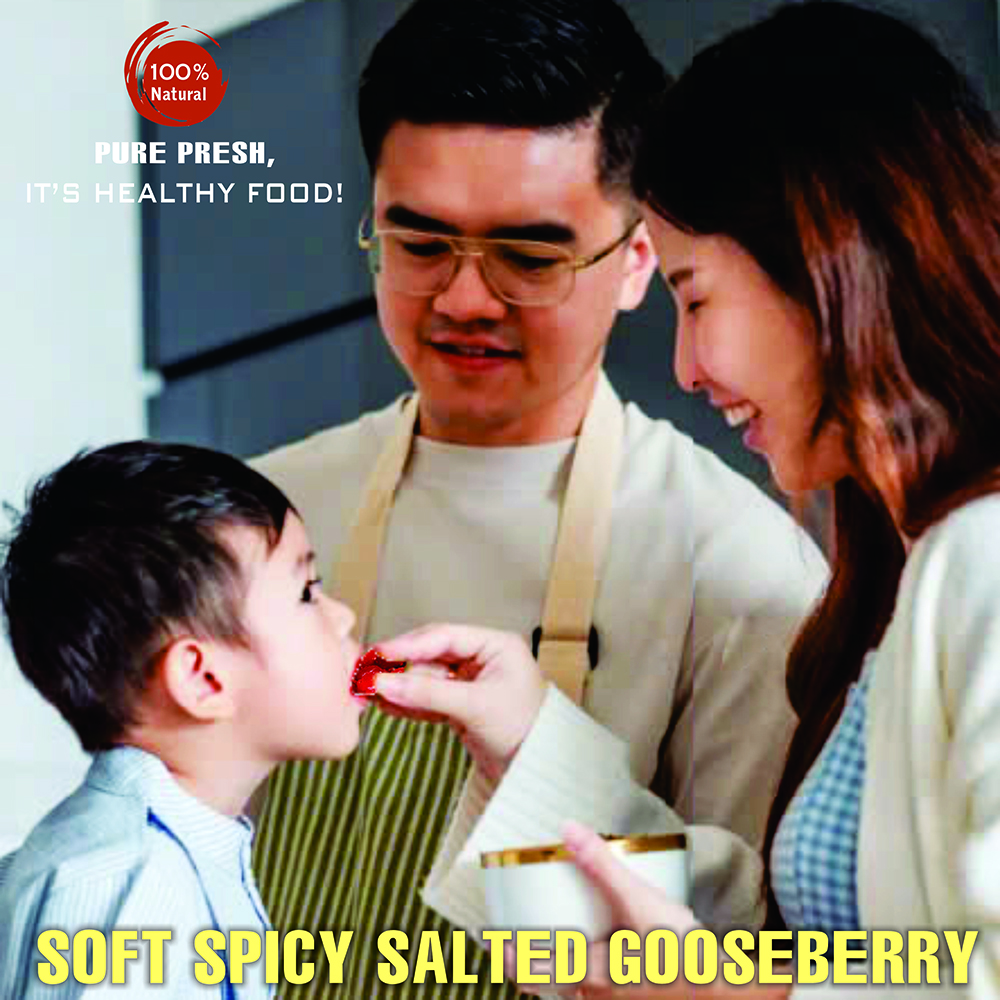 SOFT SPICY SALTED GOOSEBERRY 5.29oz (150g) VIETFARMFOOD: Convection dried fruit with little sugar, salt, chili natural sweet, soft when chewed. Suitable for snack, topping, healthy dessert for all age