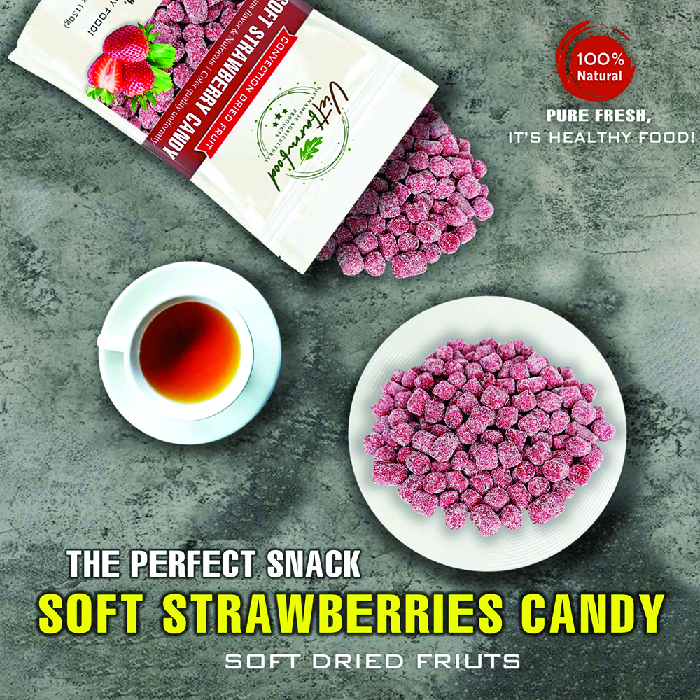 SOFT MULBERRY CANDY 5.29oz (150g) VIETFARMFOOD: Convection dried fruit with a little sugar, salt, natural sweetness, soft when chewed. Suitable for snack, healthy dessert for all ages