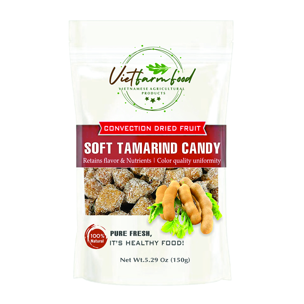 SOFT TAMARIND CANDY 5.29oz (150g) VIETFARMFOOD: Convection dried fruit with a little sugar, salt, natural sweetness, soft when chewed. Suitable for snack, healthy dessert for all ages