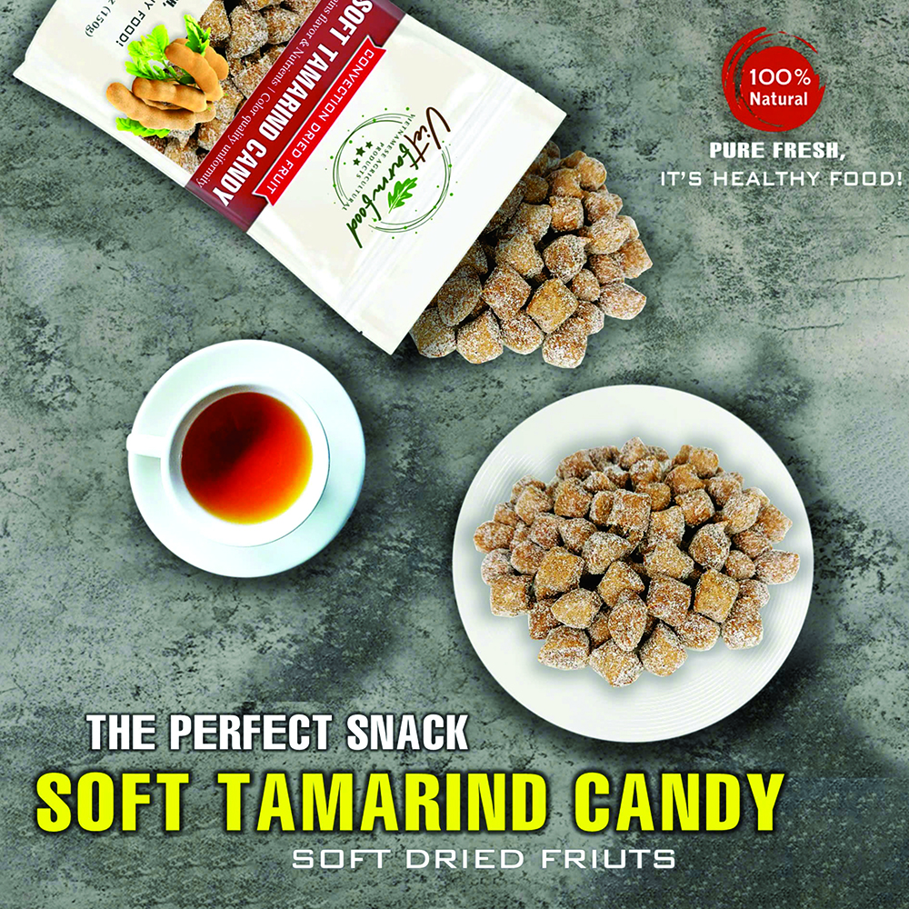 SOFT TAMARIND CANDY 5.29oz (150g) VIETFARMFOOD: Convection dried fruit with a little sugar, salt, natural sweetness, soft when chewed. Suitable for snack, healthy dessert for all ages