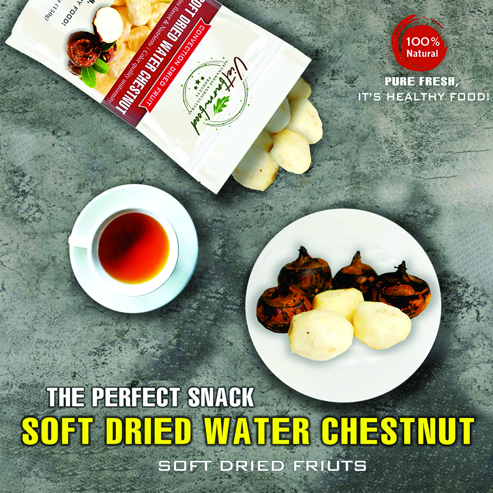 SOFT DRIED WATER CHESTNUT 5.29oz (150g) VIETFARMFOOD: Convection dried fruit with a little sugar, salt, natural sweetness, soft when chewed. Suitable for snack, healthy dessert for all ages
