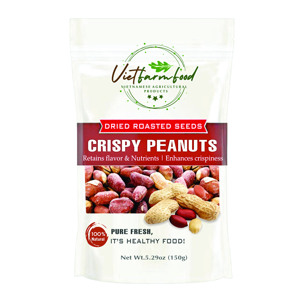 HERBAL ROASTED PEANUTS 5.29oz (150g) VIETFARMFOOD: Naturally dry roasted. No sugar, no oil, natural sweetness, characteristic fatty taste, crispy. Suitable as a topping, delicious, nutritious snack.
