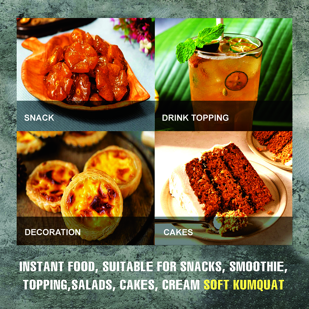 SOFT DRIED KUMQUAT 5.29oz (150g) VIETFARMFOOD: Convection dried fruit with a little sugar, salt, natural sweetness, soft when chewed. Suitable for snack, healthy dessert for all ages