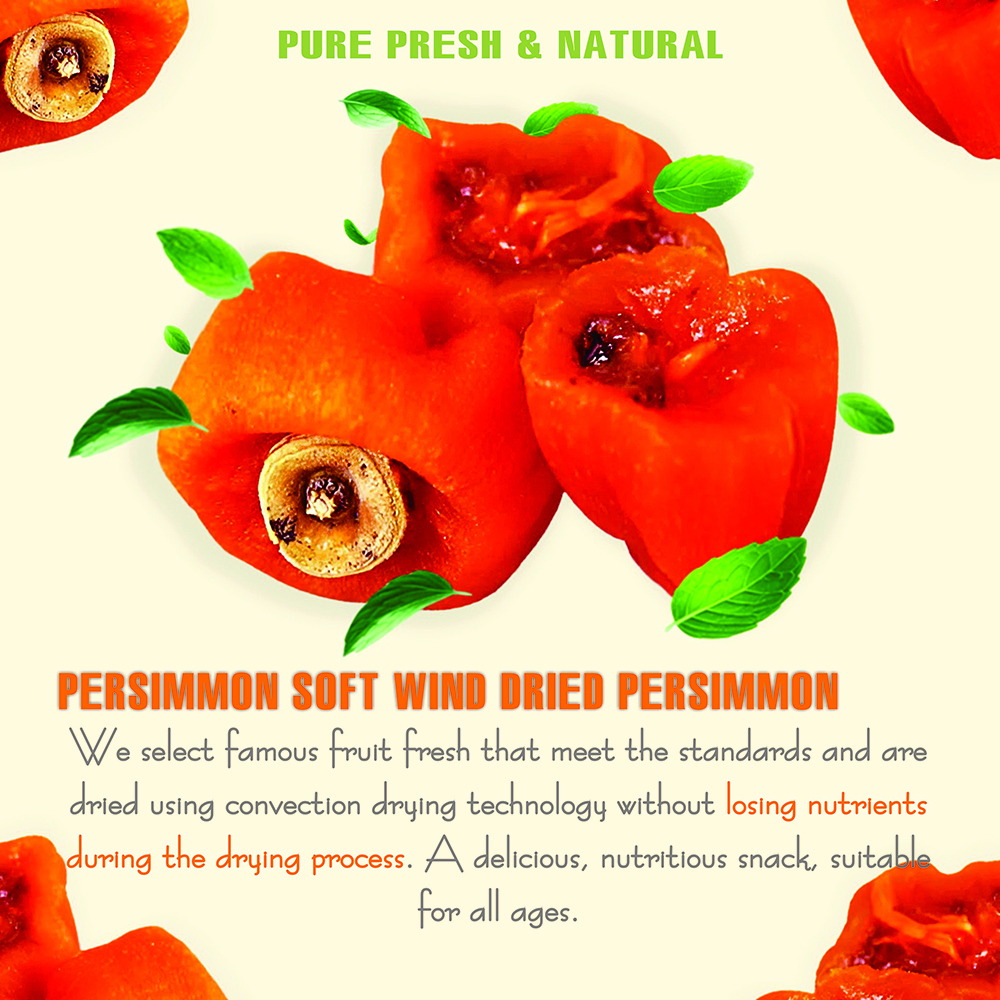 PREMIUM WIND DRIED PERSIMMON 5.29oz (150g) VIETFARMFOOD: Convection dried fruit with a little sugar, salt, natural sweetness, soft when chewed. Suitable for snack, healthy dessert for all ages