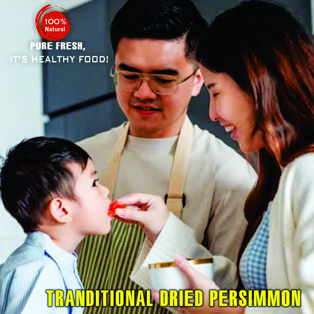 TRANDITIONAL DRIED PERSIMMON  5.29oz (150g) VIETFARMFOOD: Convection dried fruit with a little sugar, salt, natural sweetness, soft when chewed. Suitable for snack, healthy dessert for all ages