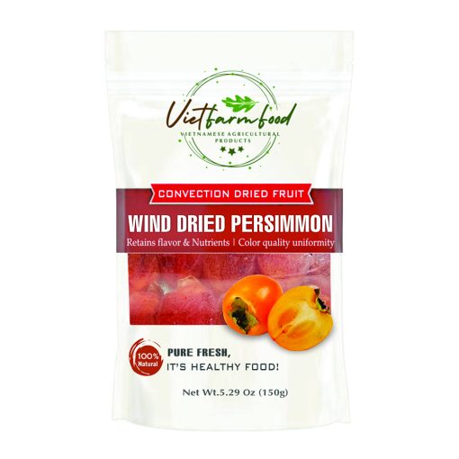 WIND DRIED PERSIMMON 5.29oz (150g) VIETFARMFOOD: Convection dried fruit with a little sugar, salt, natural sweetness, soft when chewed. Suitable for snack, healthy dessert for all ages 1 SOFT WIND DRIED PERSIMMON CONVECTION DRIED FRUIT Viet Farm Food Agricultural Products 84 0938838553 1