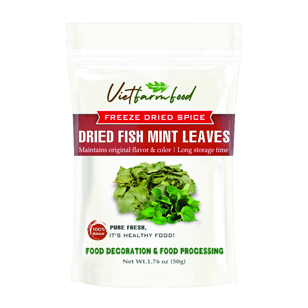 DRIED FISH MINT LEAVES 1.76 Oz (50g) VIETFARMFOOD: Natural pure, convection dried seasoning made from real vegetable perfect for adding flavor to any meal, from cooking, baking, salad, soup, sauce