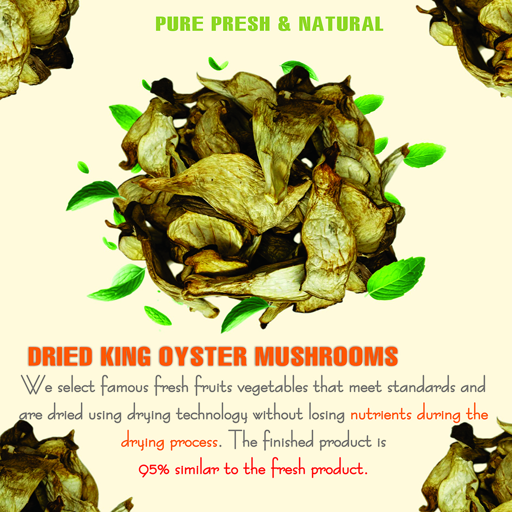 DRIED KING OYSTER MUSHROOM 5.29 Oz (150g) VIETFARMFOOD: Dried agricultural products with pure natural flavor. Used as cooking ingredient to prepare delicious, nutritious dish, suitable for vegetarian