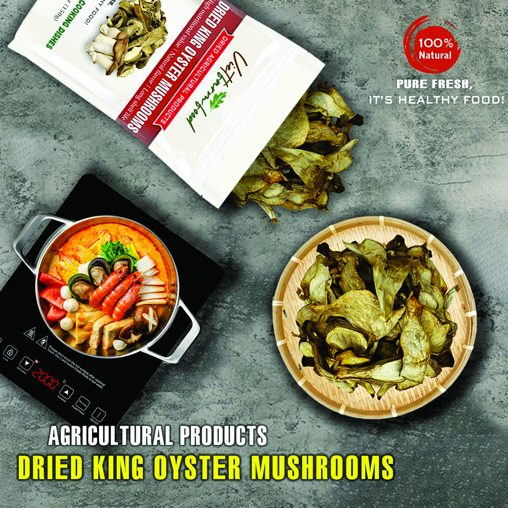 DRIED KING OYSTER MUSHROOM 5.29 Oz (150g) VIETFARMFOOD: Dried agricultural products with pure natural flavor. Used as cooking ingredient to prepare delicious, nutritious dish, suitable for vegetarian