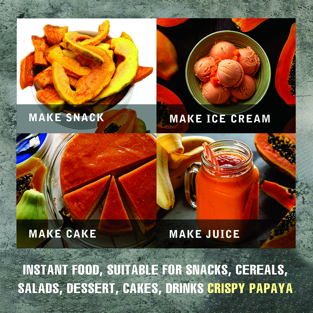 CRISPY DRIED PAPAYA 2.47 oz (70g) VIETFARMFOOD: Freeze-dried, no sugar added, naturally sweet. Nutritious, pure, and crunchy. Great for snacking, toppings, desserts, or healthy gifting.