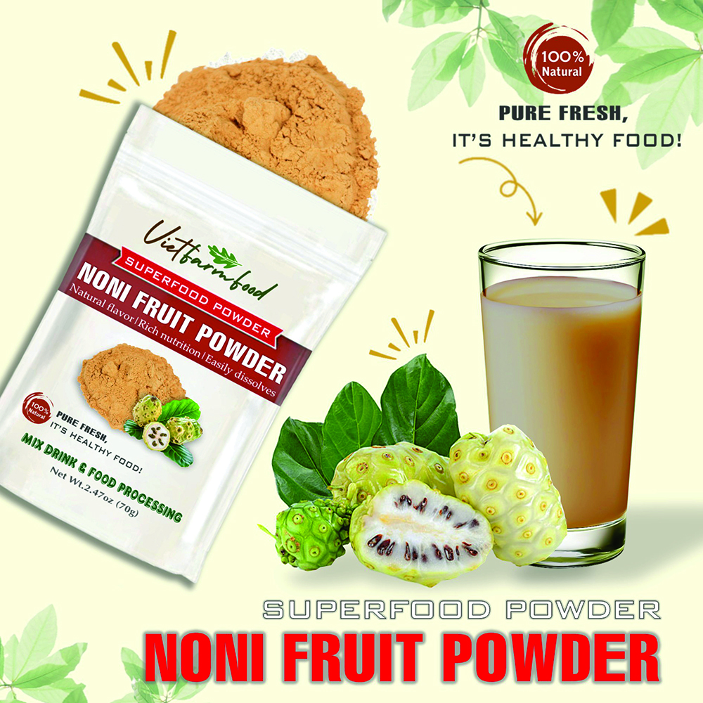 NONI FRUIT POWDER 2.47 oz (70g) VIETFARMFOOD: Pure freeze-dried fruit powder, made from real fruit with no added sugar - Perfect for daily nutrition to keep your body full of vitality.