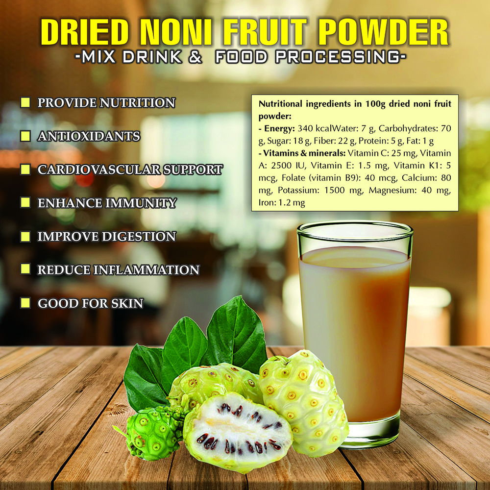 NONI FRUIT POWDER 2.47 oz (70g) VIETFARMFOOD: Pure freeze-dried fruit powder, made from real fruit with no added sugar - Perfect for daily nutrition to keep your body full of vitality.