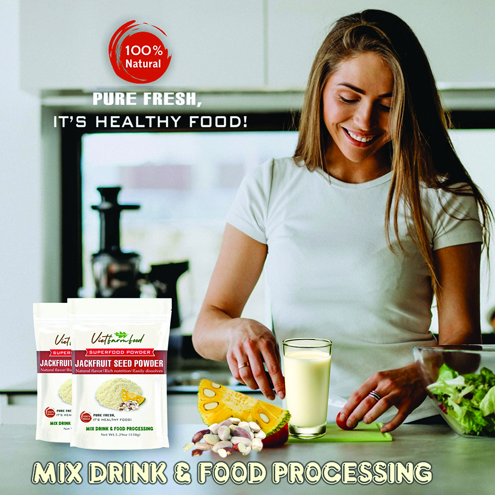 JACKFRUIT SEED POWDER 5.29 Oz (150g) VIETFARMFOOD: Pure freeze-dried fruit powder, made from real fruit with no added sugar - Perfect for daily nutrition to keep your body full of vitality.