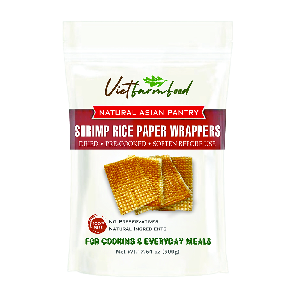 SHRIMP RICE PAPER WRAPPERS VIETFARMFOOD - Traditional Savory Shrimp Infused Sheets - Authentic Texture for Rolling