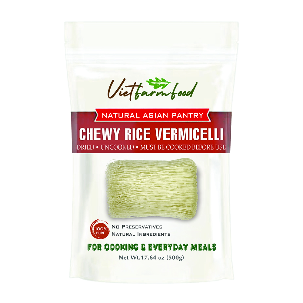 CHEWY RICE VERMICELLI VIETFARMFOOD - Traditional Dried Vietnamese Rice Noodles - Firm and Elastic Texture